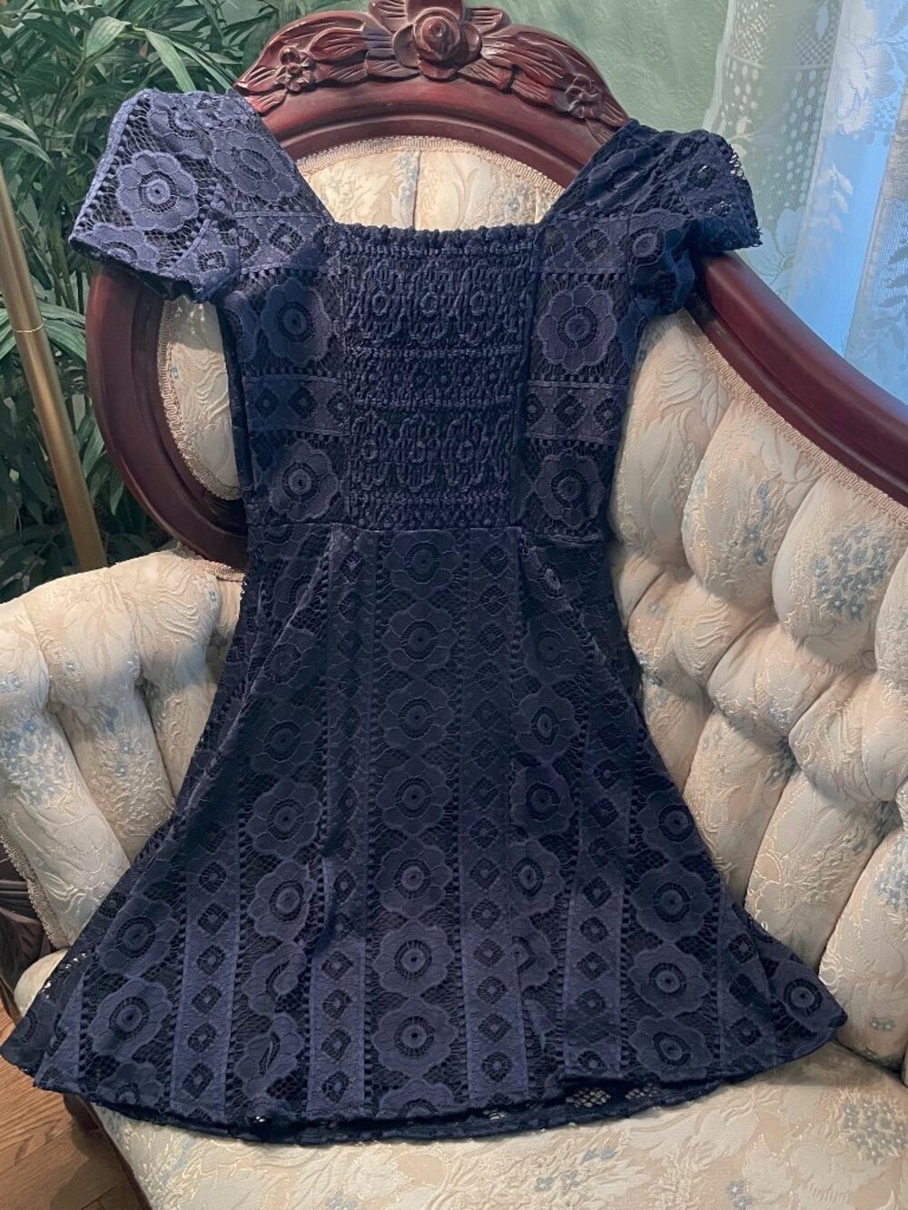 Blue Lace Square Neck Dress Aeropostale NWT Size XS